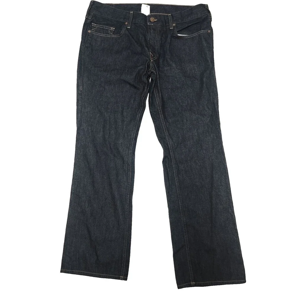 True Religion Ricky Jeans Mens 40x34 Black Straight Dark Wash Denim Pants